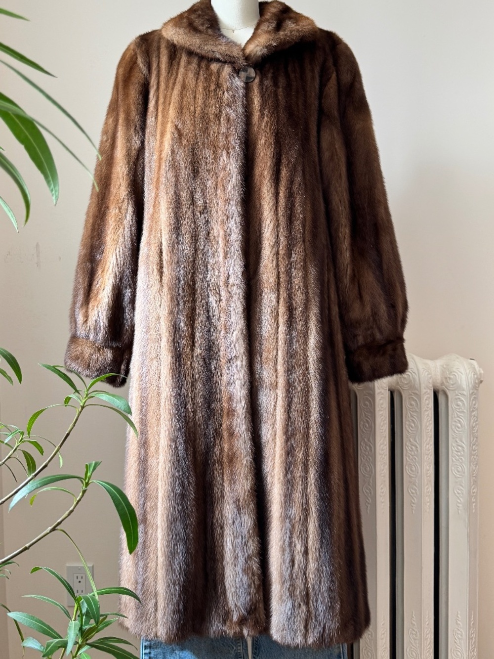 Vintage Demi Buff Mink Fur Coat Reversible Light Brown Made in Canada